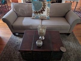 Nice quality sofa, by Klaussner Home Furnishings, nice, hand-painted coffee table.