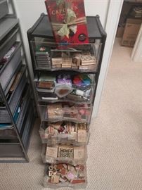 There must be 100 wooden/rubber stamps, for customizing stationary, etc, all by artist Nick Bantock. Original price for these things were at least $6.00 - come on all you empty nesters with nothing else to do!