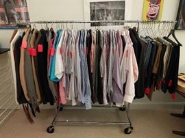 Rack of lamb. OK, not really, it's a rack of very nice men's shirts, suit coats, slacks, suits and belts.