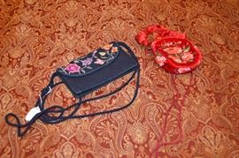 petit point needle point purse embroidered red purse new