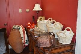 lamp from neiman marcus, baskets from neiman marcus made in Italy great decorator items, 3 cystal boxes, 2 baskets great for decoraing