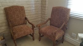2 Upholstered Hall Chairs (Cat attacks on rear sides) ready for re-upholstering