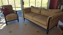 Chair & Sofa (72” long) – Martha Stewart Collection by Bernhardt
	Gold Embroidered Linen Blend Upholstery
