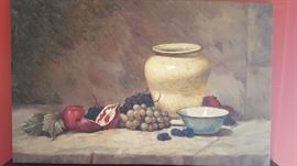 Unframed still life painting