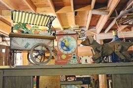 Wooden Pull Dog Toy, Fisher Price Clock, Veggie Cart