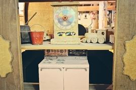 Pink Childrens' Toy Stove, Fisher Price Clock, Wooden Train Set