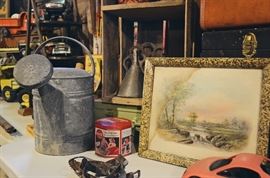 Metal Watering Can, Tins, Fruit Crate, Metal Funnels