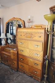 Vintage Inlay Dresser and Vanity with Bed Set (Bed not pictured)