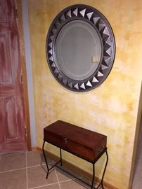 Round Square angle border Mirror, Side Table