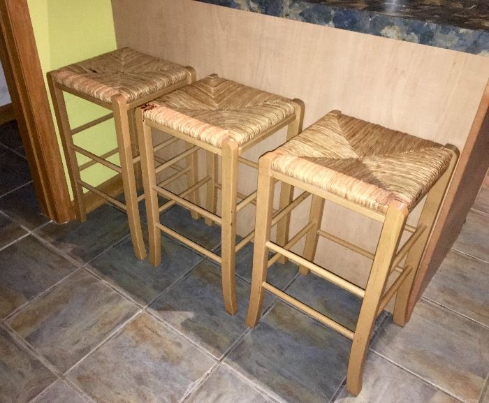 Wood and Wicker Bar Stools