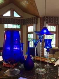 Blue Glass Vases, Candle Holders
