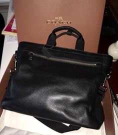 Coach Black Leather Tote Bag NEW in Original Box