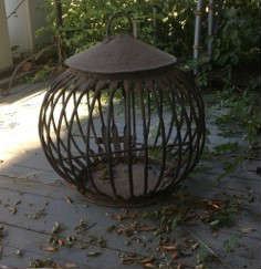 Antique Round Cast Iron Bird Cage