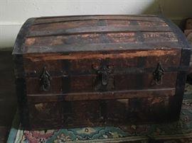 Wonderful Antique Trunk with Shelf.