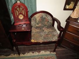 Antique telephone or gossip bench