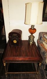 Beautiful Heavy End Table with heavy glass bottom shelf. Lamp & Radio working.
