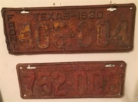 1930s Texas license Plates