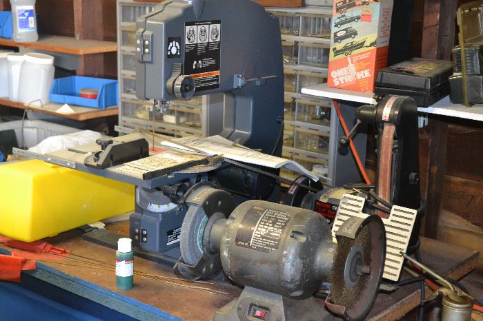 Bench grinder, band saw, more tools