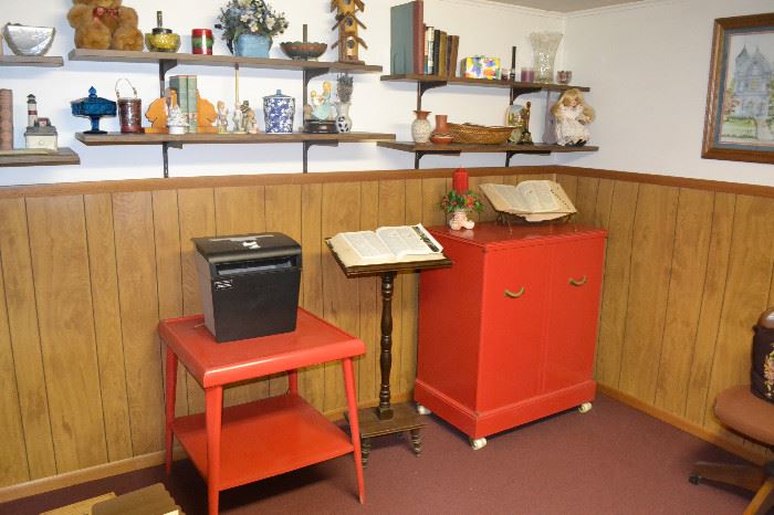 Paint your Tables and Cabinets RED! Red furniture, knic knacs, lots of goodies