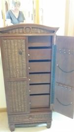 Wicker front Jewelry Chest