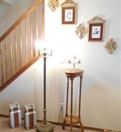 Antique Brass Lamp and Plant Stand