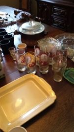 Cardinal glasses,  silver ware. And misc