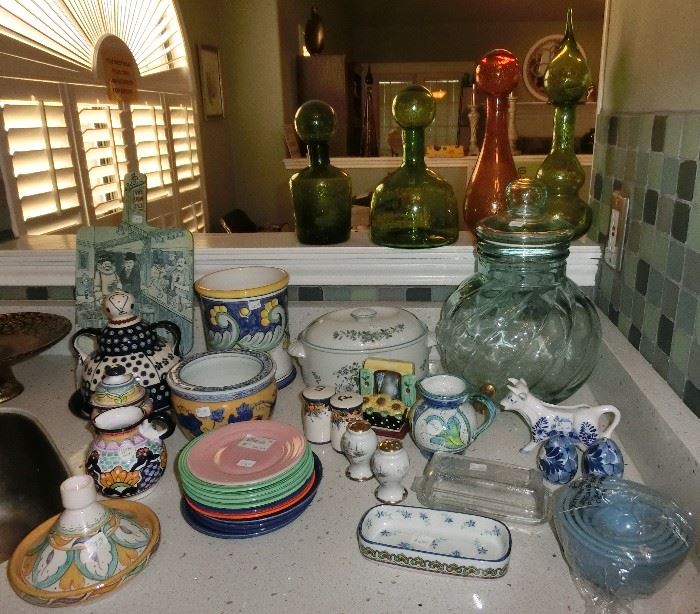 Pottery and glass decanters
