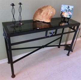 Texas star iron and glass console - great size for flatsreen televsion