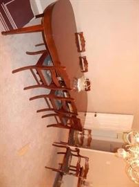 tell city -mahogany formal dining table with 8 chairs 
