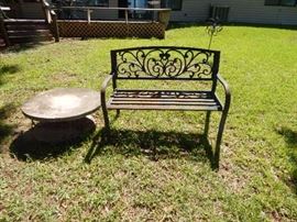metal seat and concrete end table