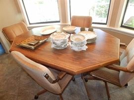 breakfast table with 4 rolling chairs