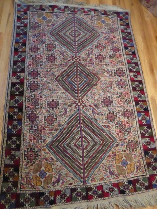 06 Afghani rug, with birds 77in. x 50in.