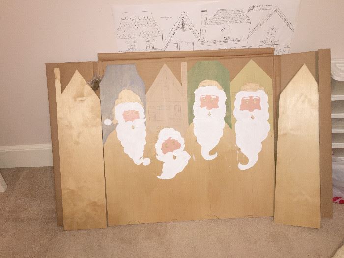 UNFINISHED WOOD FIRE PLACE SCREEN WITH INSTRUCTIONS AND ORIGINAL BOX