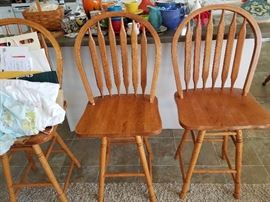 3 oak counter height chair/stools