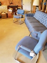 Steelcase chairs 
Blue sofa