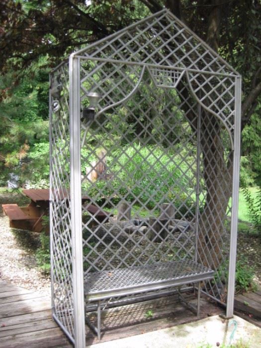 Large cast iron arbor with bench (very heavy)