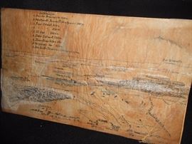 WWI war map for troops in France. Glass on frame is broken, but it is framed.