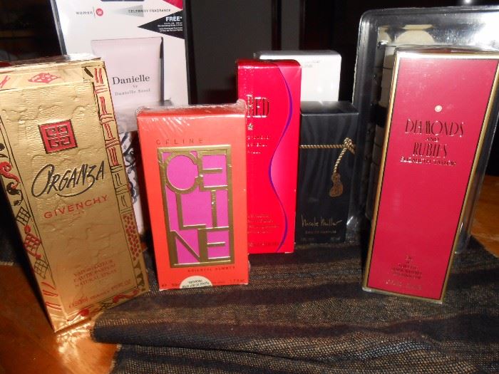 Sampling of the perfumes/colognes we have.  There are over 50 brand new in box sets/singles.  