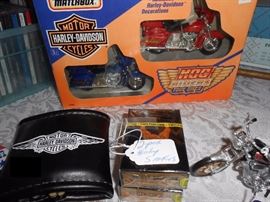 Harley Davidson trinkets.
