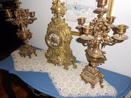 French Clock with 2 candleabras