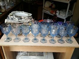blue serving glasses