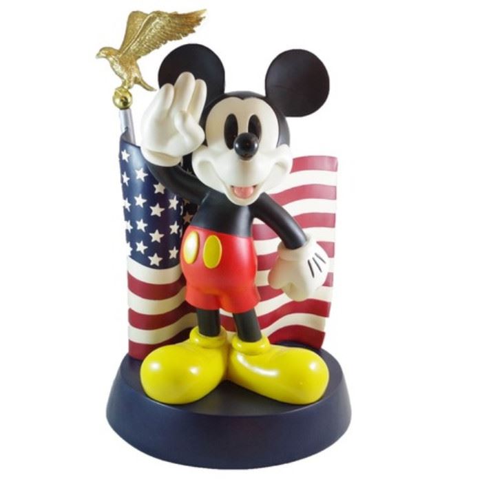 Large Disney Big Figs "Patriot Mickey" Figurine on Stand, Hand Painted and Made of Heavy Composite Material 