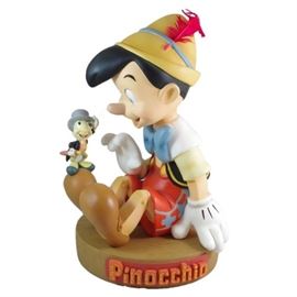 Large Disney Big Figs "Pinocchio" Figurine on Stand, Hand Painted and Made of Heavy Composite Material
Condition: Good, crack in knee see photo 4
Shipping: Yes
Size: 18" with stand
