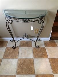 Glass half moon table 