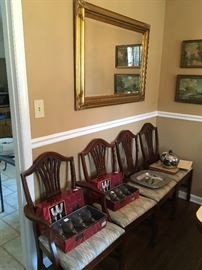 Mirror and dining chairs