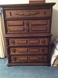 Solid wood pecan chest of drawers