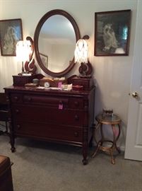 Vintage Mirrored Dresser, Gold toned plant stand