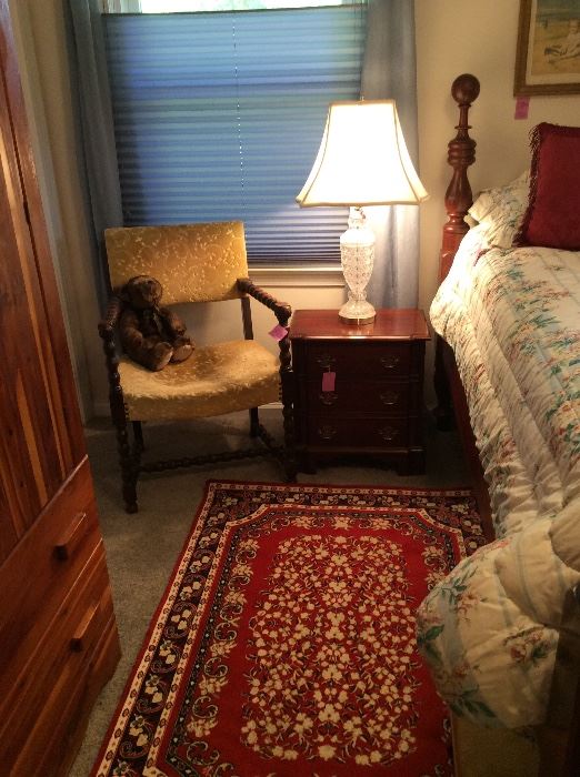 Vintage Upholestered Chair, Boyd's Bear, Bed side table