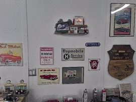 Many metal advertising signs