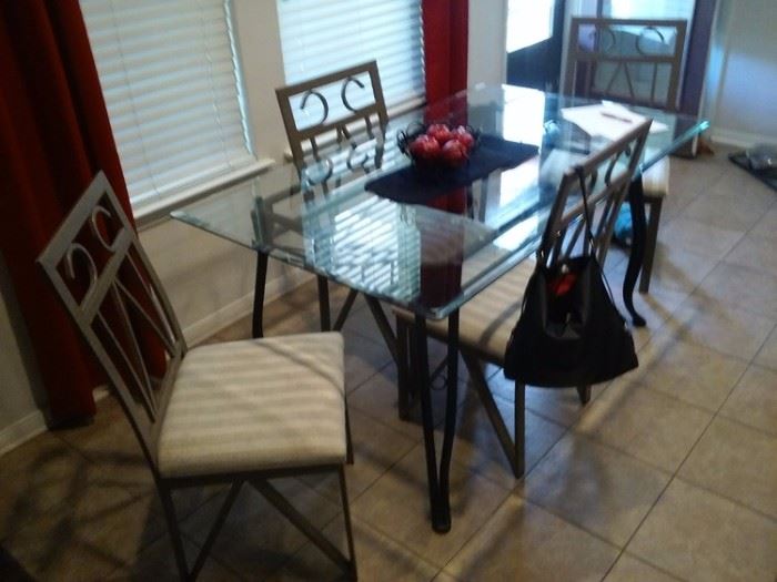kitchen dinette glass top table and chairs